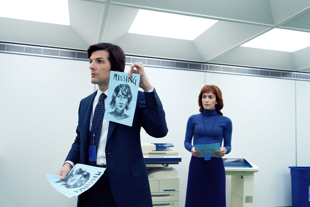 Adam Scott and Britt Lower in "Severance" (Apple TV+)