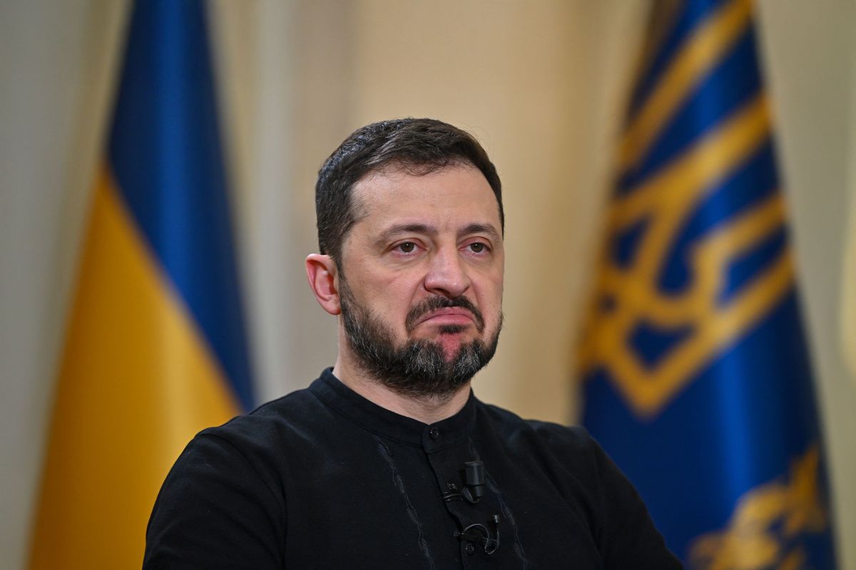 Ukrainian President Volodymyr Zelenskyy gives an interview to Turkish media after his visit to Turkey on February 19, 2024 in Ankara, Türkiye. (Mert Gokhankoc/ dia images via Getty Images)