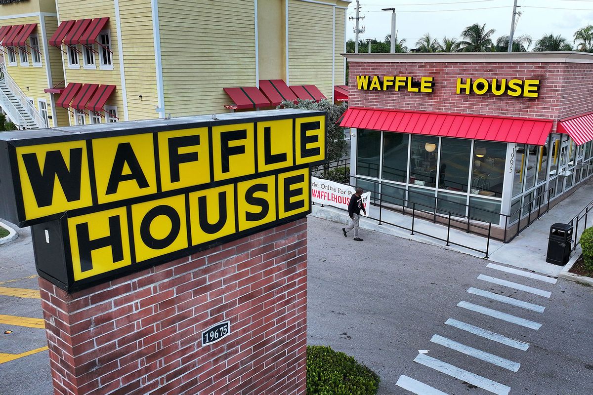 In an aerial view, a Waffle House restaurant on July 30, 2024 in Miami Gardens, Florida. (Joe Raedle/Getty Images)