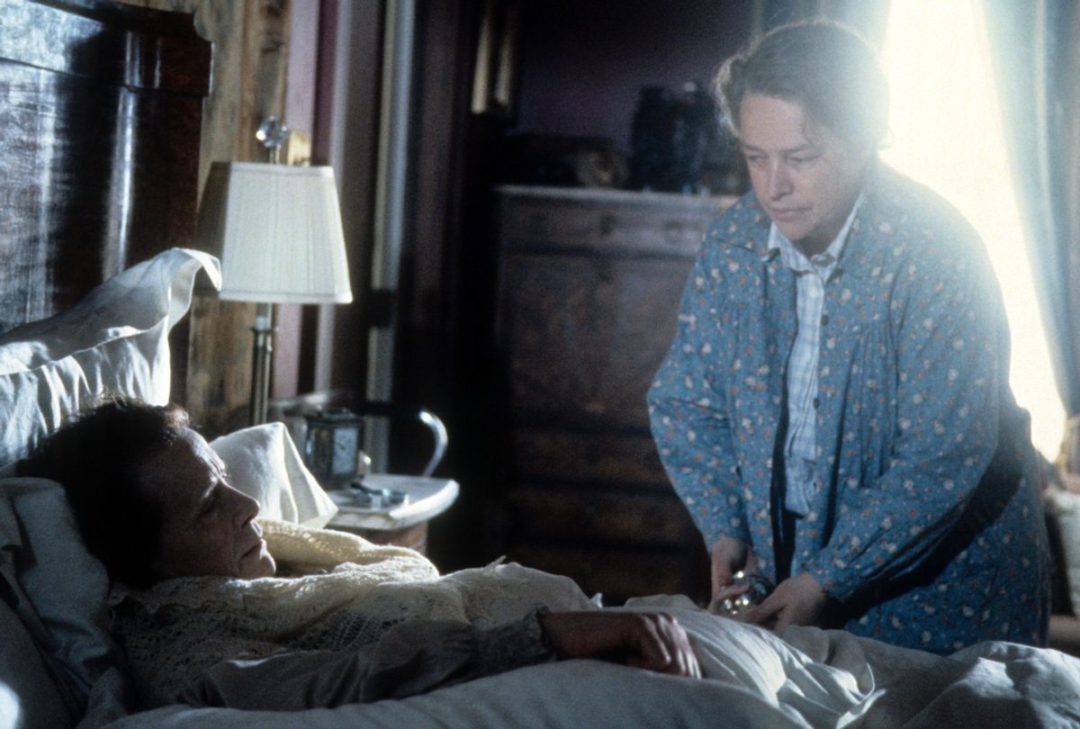 Judy Parfitt and Kathy Bates in a scene from the film "Dolores Claiborne," 1995. (Castle Rock/Getty Images)