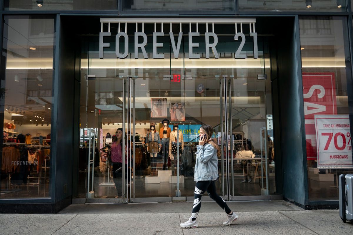 A Forever 21 store stands in Herald Square in Manhattan on September 12, 2019.  (Photo by Drew Angerer/Getty Images)