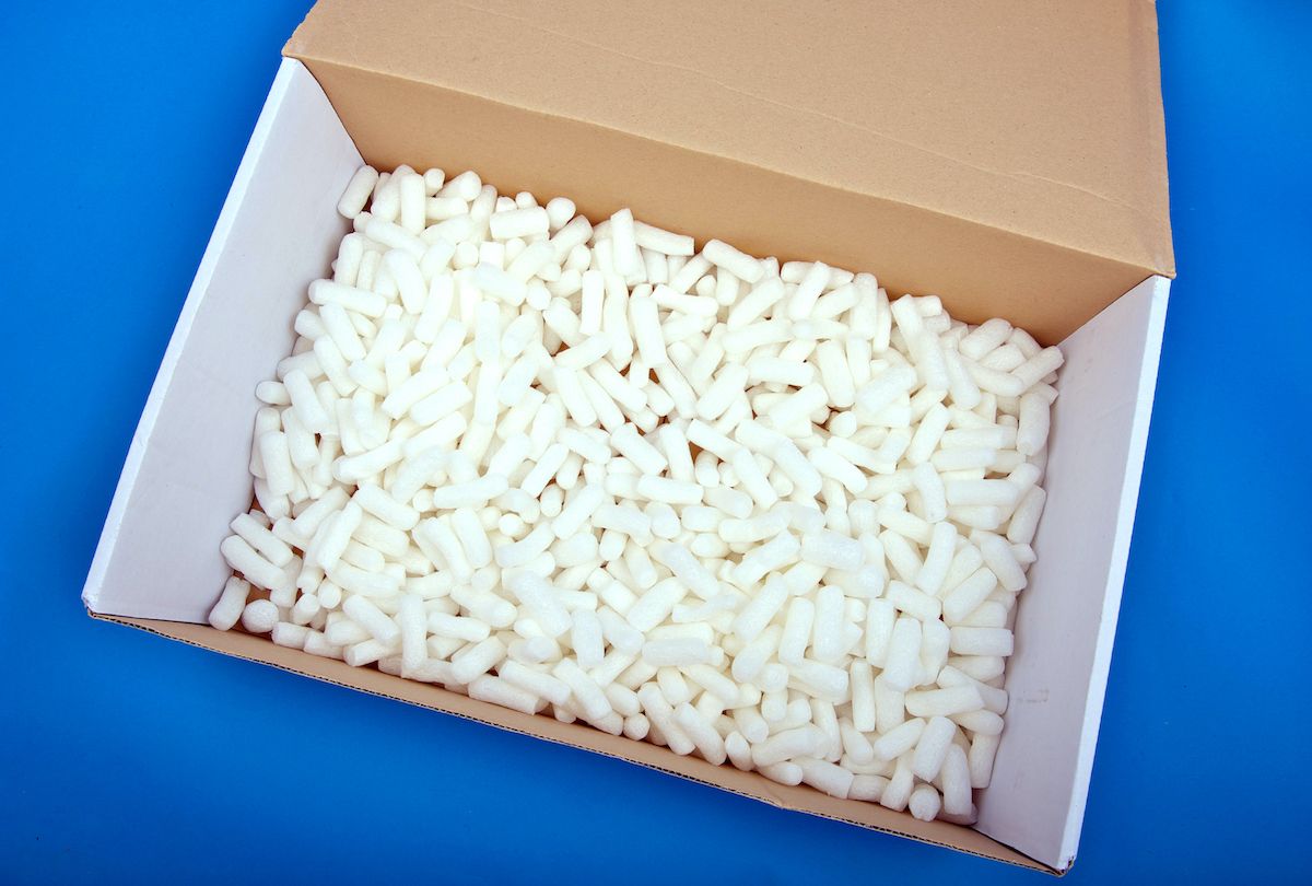 A box of packing peanuts  (Getty Images/LisaValder)