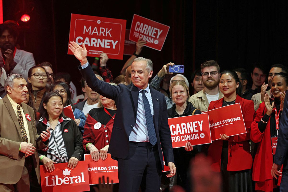 Canadian Prime Minister Mark Carney at his victory celebration in Ottawa, April 29, 2025.  (Dave Chan/AFP via Getty Images)