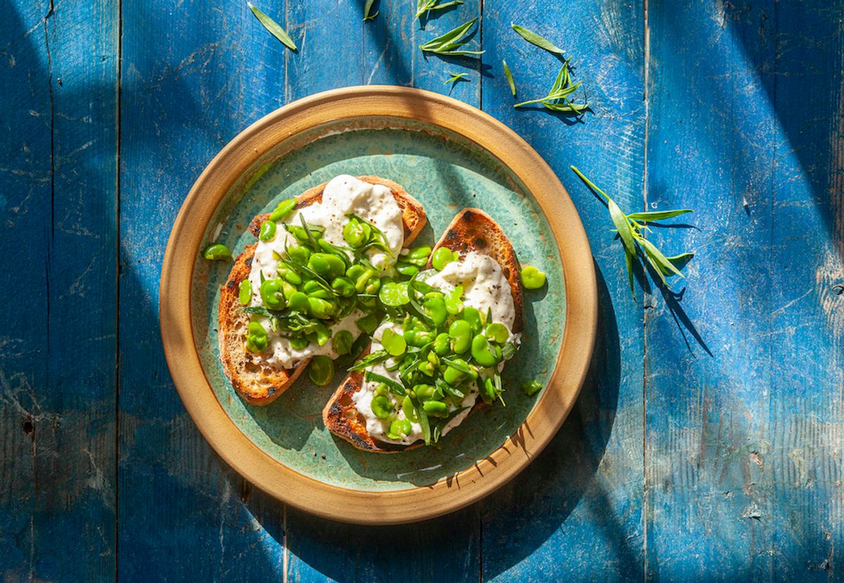 Fava beans on sourdough toast with whipped feta (Getty Images / Ian Laker Photography)