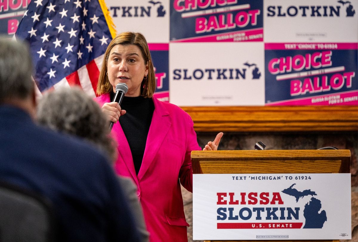 U.S. Rep. Elissa Slotkin, D-Mich., speaks during a Planned Parenthood rally at the Rochester Community House on October 27, 2024 in Rochester, Michigan. (Brandon Bell/Getty Images)