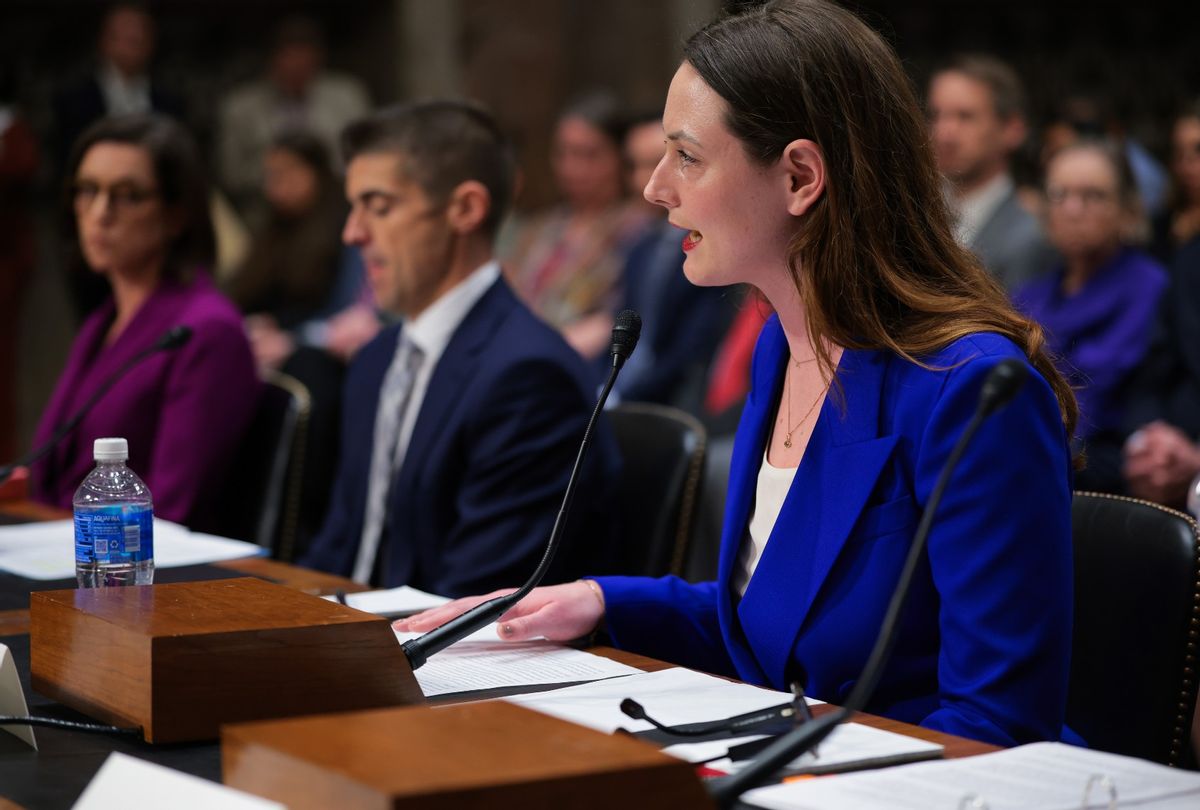 Rachel Cohen, a third-year law associate who resigned over a deal she says her high-powered law firm Skadden Law reached with the Trump administration, speaks during a hearing in the Dirksen Senate Building on April 7, 2025 in Washington, DC. (Kayla Bartkowski/Getty Images)
