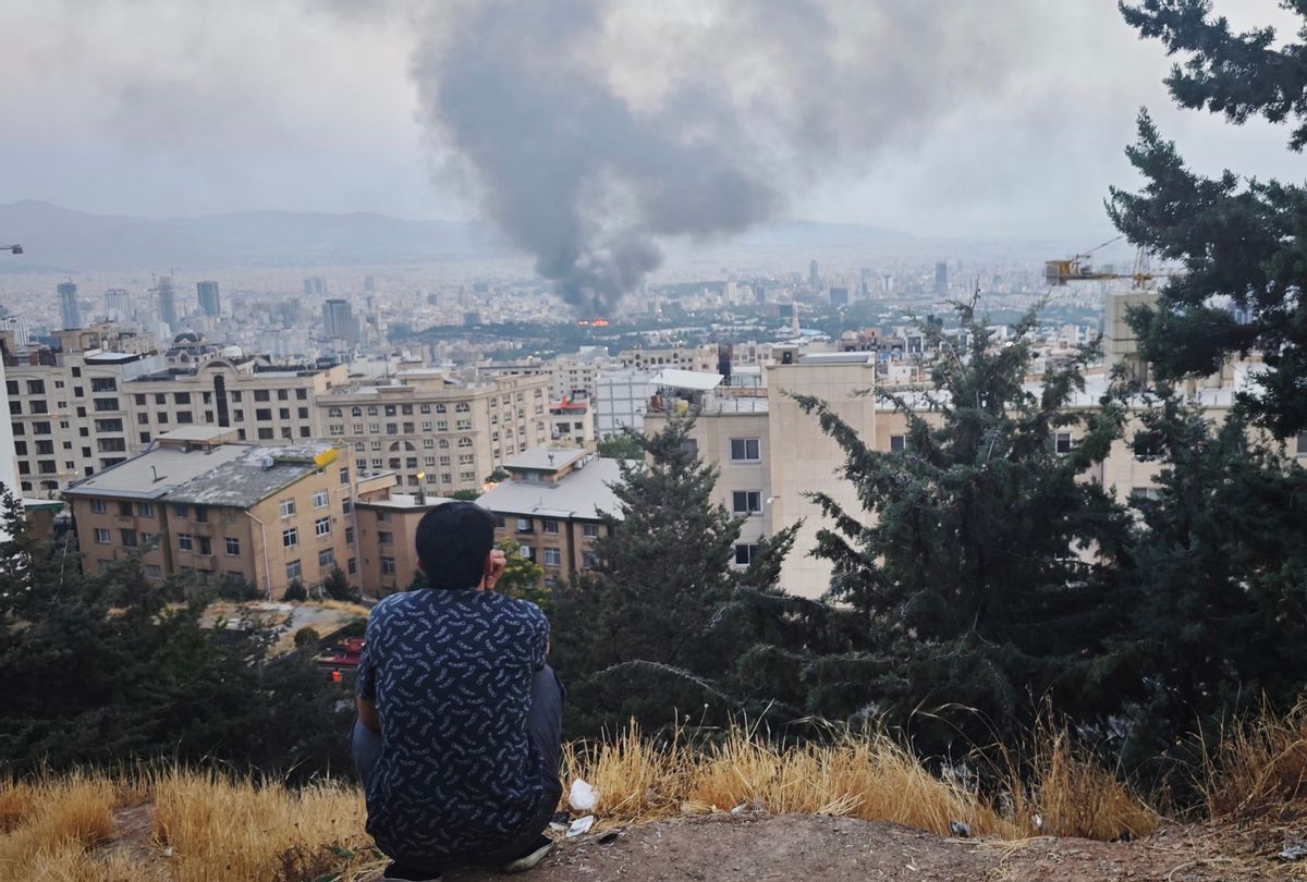 Smoke rises after a reported Israeli strike on a building used by Islamic Republic of Iran News Network, part of Iran's state TV broadcaster, on June 16, 2025 in Tehran, Iran. (Stringer/Getty Images)