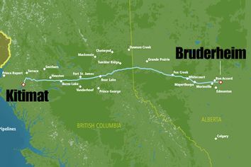 Map of the Northern Gateway pipeline