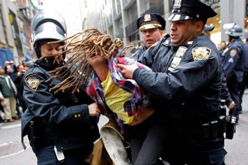 An Occupy Wall Street demonstrator is arrested