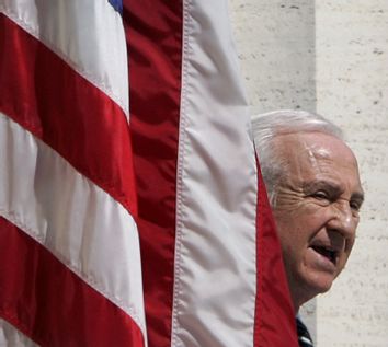 US Ambassador to Italy Sembler attends a ceremony for the 60th anniversary of the Allied victory in ...