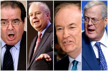 Antonin Scalia, Karl Rove, Bill O'Reilly, David Koch