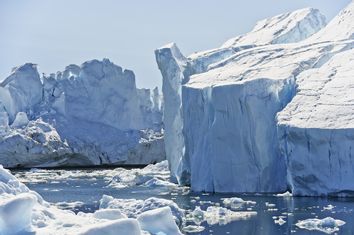 Icebergs calved by Jakobshavn glacier
