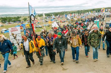 Protesters demonstrate against the Energy Transfer Partners' Dakota Access pipeline near the Standing Rock Sioux reservation in Cannon Ball, North Dakota