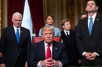 Donald Trump,Mike Pence,Melania Trump,Barron Trump,Paul Ryan