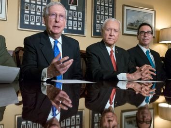 Steven Mnuchin, Mitch McConnell, Orrin Hatch