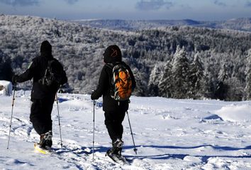 Couple Snowshoeing