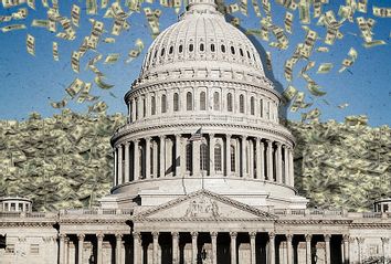 Money Falling on United States Capitol