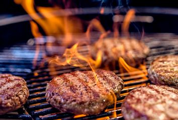 Burgers on a barbecue