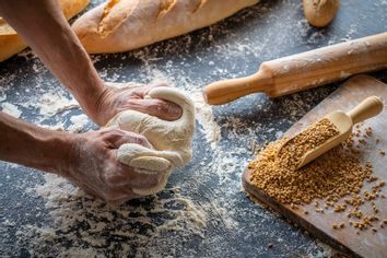 baker makes bread