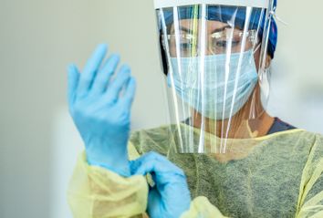 Female medical professional in Personal Protective Equipment