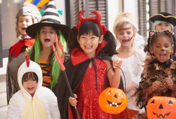 Children dressed in Halloween costumes