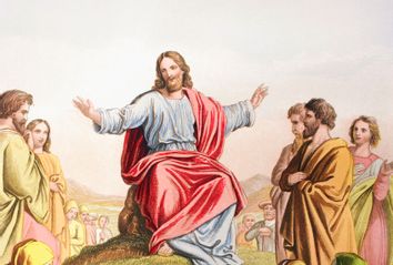 Jesus preaching the sermon on the mount