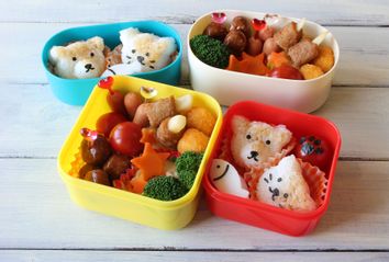 Lunch box with animal-shaped foods