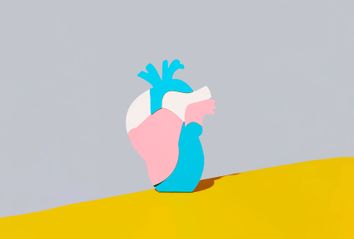 A heart with the colors of the transgender pride flag