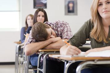 High school student asleep in class