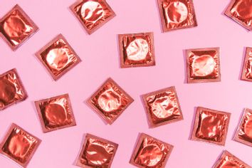 Condoms in red wrappers