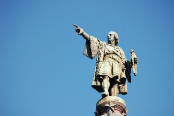 Christopher Columbus monument close to Las Ramblas in Barcelona, Spain