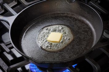Skillet with butter melting in it