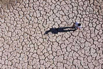 An aerial view of the almost dried up Zernek Dam due to the heat and excessive evaporation