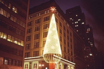Christmas Tree made of lights, New York, New York