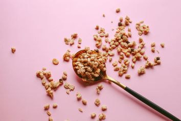 Breakfast cereal in spoon