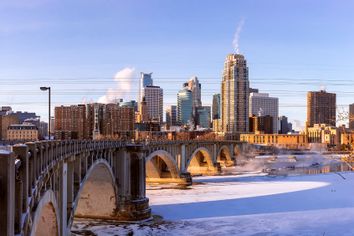 Skyline of Minneapolis in Winter; Polar Vortex