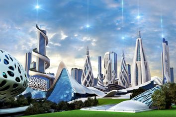 Futuristic city with an organic architecture