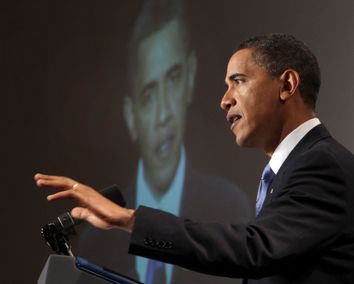 U.S. President Barack Obama speaks at GOP House Issues Conference in Baltimore