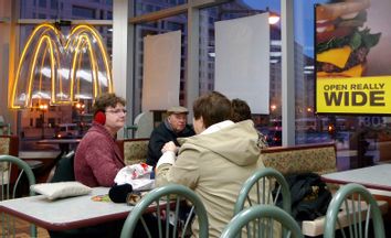 The interior of a McDonald's restaurant is seen in Washington D.C.