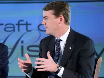 Education experts Klein and Bennet speak during an interview at the Newseum in Washington