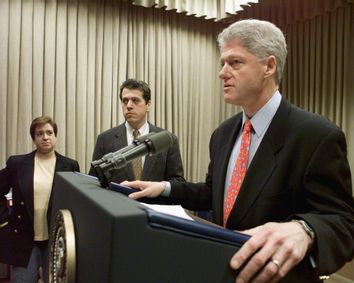 CLINTON REHEARSES STATE OF THE UNION SPEECH.