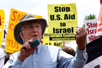 Demonstrators protest against Israel at the White House in Washington