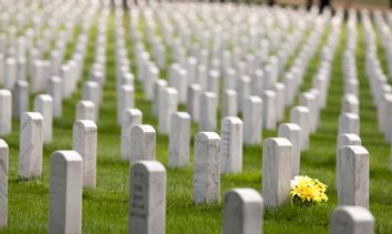 File photo of flowers seen amongst graves inside Section 60 at Arlington National Cemetery