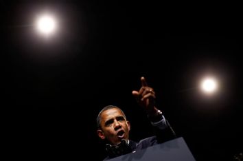 U.S. President Barack Obama speaks at a Democratic National Committee fundraiser at DAR Constitutional Hall in Washington