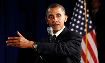 U.S. President Obama participates in a town hall webcast in Washington