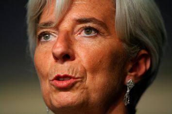 French Economy Minister Christine Lagarde speaks on 