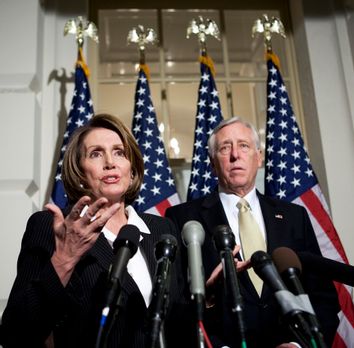 Speaker of the House Pelosi and House Majority Leader Rep. Hoyer speak about the stimulus package in Washington