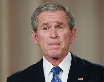 U.S. President George W. Bush pauses during his final prime time speech at the White House in Washington