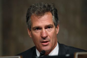 U.S. Senator Scott Brown speaks during the U.S. Senate Armed Services committee hearing in Washington