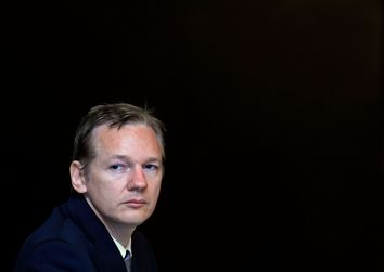 Wikileaks founder Assange speaks during a news conference on the internet release of secret documents about the Iraq War in London